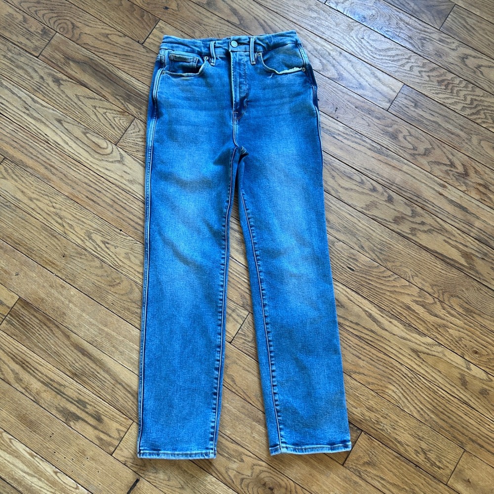 Good American Good Straight High Rise Jeans Medium Blue Size 6/28